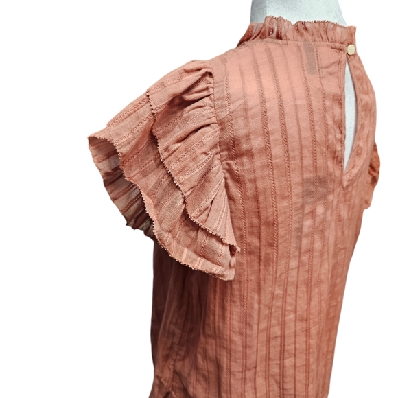 NWT Universal Thread Eyelet Ruffle Short Sleeve Cotton Top Juniors Size Large - Picture 3 of 9